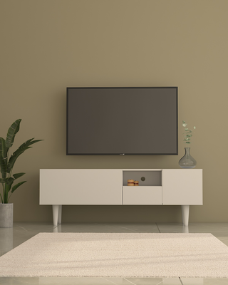 میز تلویزیون سفید مینیمال دارای درب مجزا مدل T.S0011