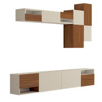 باکس تلویزیون دیواری سفید قهوه ای مینیمال مدل T.W008