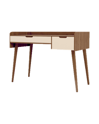 میز تحریر سفید قهوه ای با پایه های چوب روس مدل D.003