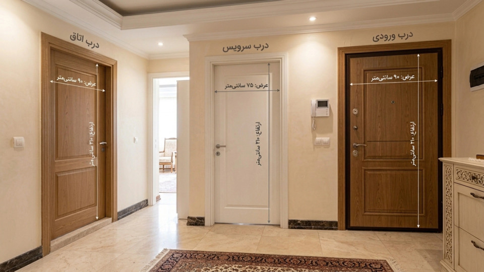 ابعاد استاندارد درب اتاق، سرویس و ورودی ساختمان