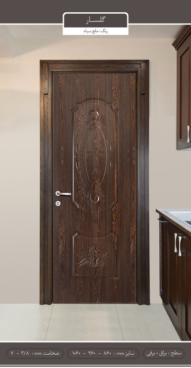 درب داخلی اتاقی و سرویس طرح ملامینه HPL مدل گلسار | ضدخش و مقاوم