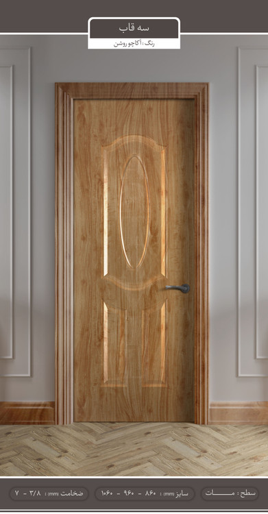 درب اتاقی و سرویس ملامینه HPL مدل سه قاب | ضدخش و مقاوم