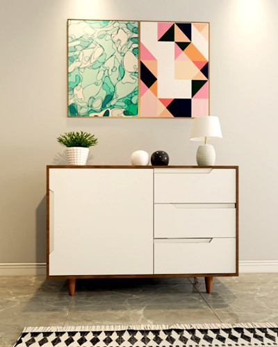 کنسول سفید قهوه ای ام دی اف روکش برجسته مدل CO.001