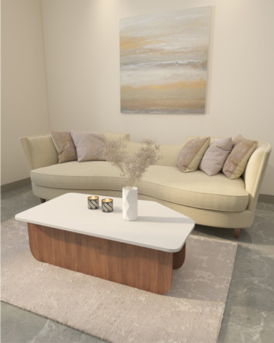 میز جلو مبلی سفید قهوه ای مدل C.T0021