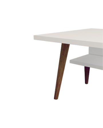 میز جلو مبلی سفید ام دی اف مینیمال با پایه های قهوه ای مدل C.T004