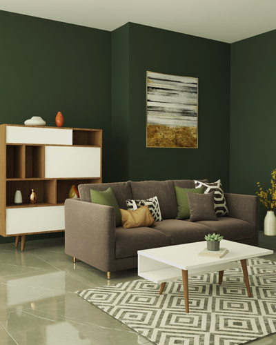 میز جلو مبلی سفید ام دی اف مینیمال با پایه های قهوه ای مدل C.T004