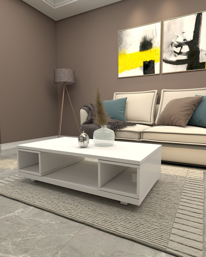 میز جلو مبلی سفید مناسب سبک های مدرن مدل C.T009