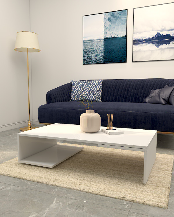 میز جلو مبلی سفیدبا روکش ضدخش مدل C.T0010