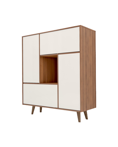 کنسول سفید قهوه ای مینیمال دارای لولای آرام بند مدل CO.007