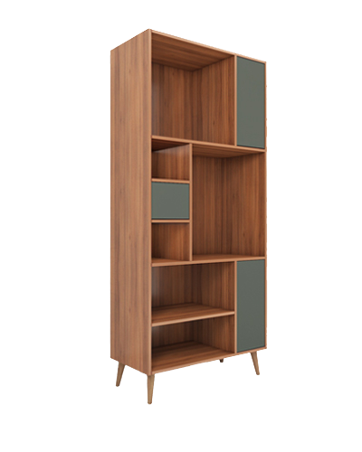 کتابخانه طوسی قهوه ای ام دی اف مینیمال مدل L.001