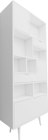 کتابخانه سفید مینیمال لولا استیل مدل L.0016