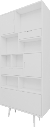 کتابخانه سفید مینیمال لولا استیل مدل L.0016