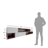 شلف دیواری تلویزیون قهوه ای طوسی درب مگنتی مدل W.B006