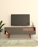 میز تلویزیون طوسی قهوه ای قفل مگنتی مدل T.S005