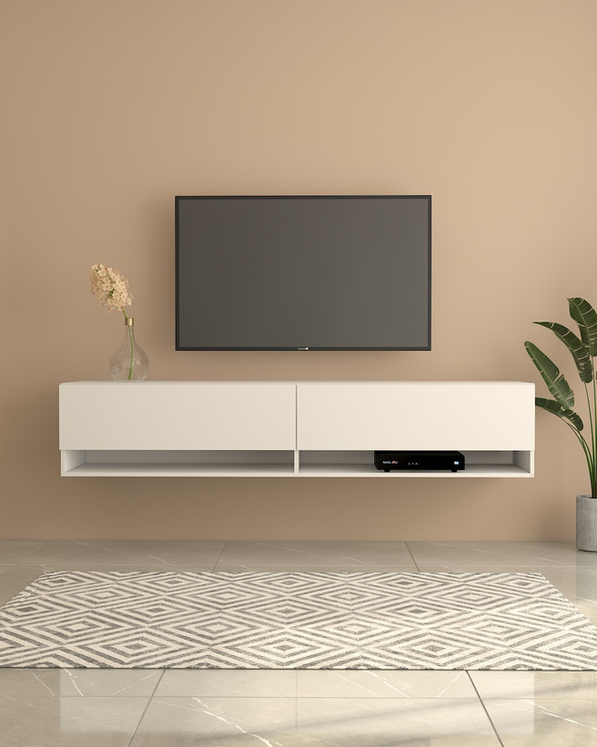 شلف دیواری تلویزیون سفید و مینیمال مدل W.B0012