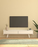 میز تلویزیون ام دی اف سفید دارای قفل مگنتی توکار مدل T.S0012