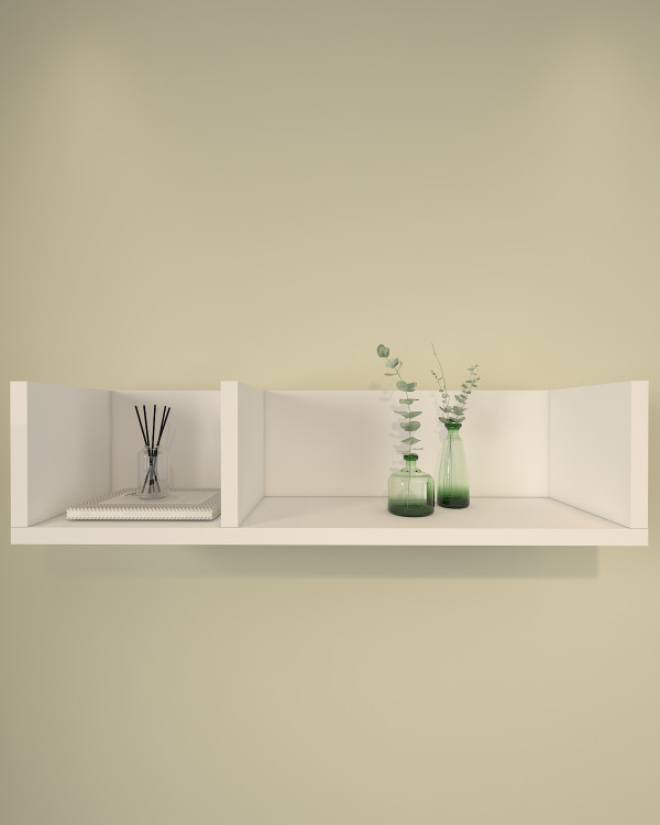 شلف دیواری مینیمال سفید دارای روکش ضدخش مدل S.H0011