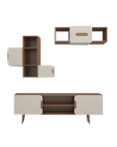 باکس دیواری تلویزیون سفید قهوه ای با دو باکس مدل T.W001