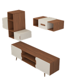 باکس دیواری تلویزیون سفید قهوه ای با دو باکس مدل T.W001