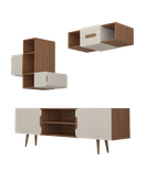 باکس دیواری تلویزیون سفید قهوه ای با دو باکس مدل T.W001