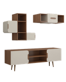 باکس دیواری تلویزیون سفید قهوه ای با دو باکس مدل T.W001