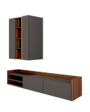 باکس دیواری تلویزیون طوسی قهوه ای تمام ام دی اف مینیمال مدل T.W002