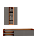 باکس دیواری تلویزیون طوسی قهوه ای تمام ام دی اف مینیمال مدل T.W002