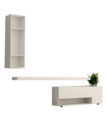 باکس دیواری تلویزیون سفید ام دی اف با روکش برجسته مدل T.W0010