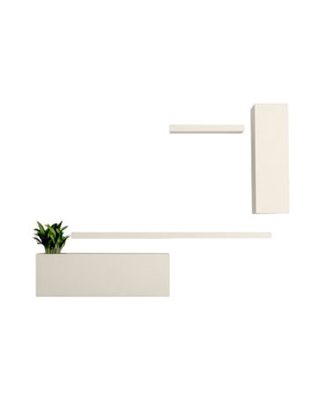 باکس دیواری تلویزیون سفید ام دی اف با روکش برجسته مدل T.W0010