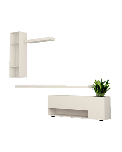 باکس دیواری تلویزیون سفید ام دی اف با روکش برجسته مدل T.W0010