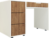 میز کارمندی سفید قهوه ای دارای دستگیره های مگنتی مدل S.D001