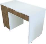 میز کارمندی سفید قهوه ای دارای دستگیره های مگنتی مدل S.D001