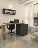 میز مدیریتی قهوه ای مشکی دارای ریل های آرام بند مدل M.D001