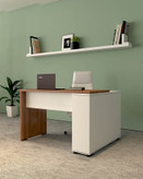 میز مدیریتی ام دی اف سفید-قهوه ای مینیمال مدل M.D007