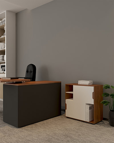 فایل اداری دو طبقه سفید قهوه ای ام دی اف مدل F001