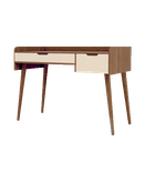 میز تحریر سفید قهوه ای با پایه های چوب روس مدل D.003