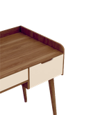 میز تحریر سفید قهوه ای با پایه های چوب روس مدل D.003