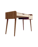 میز تحریر سفید قهوه ای با پایه های چوب روس مدل D.003