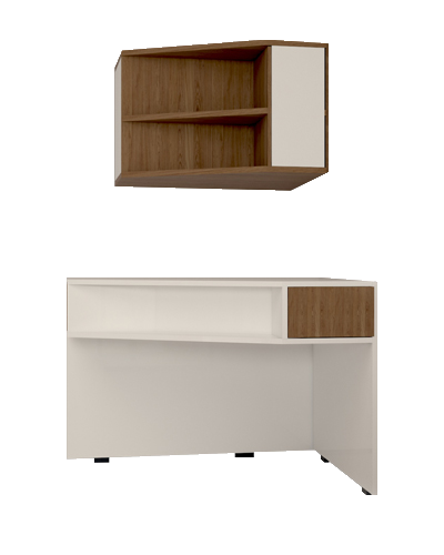 میز تحریر سفید قهوه ای ام دی اف با دو کشو مدل D.007