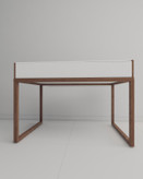 میز تحریر سفید قهوه ای ام دی اف با دو کشو مدل D.007