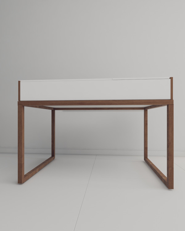 میز تحریر سفید قهوه ای ام دی اف با دو کشو مدل D.007