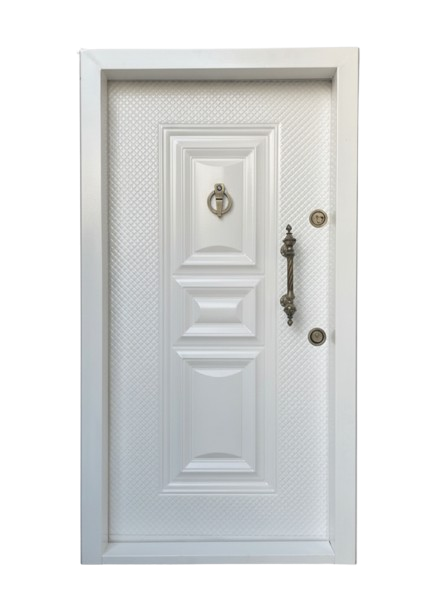 درب ورودی ضدسرقت رویه فلزی طرح پردیس رنگ سفید ضد دیلم