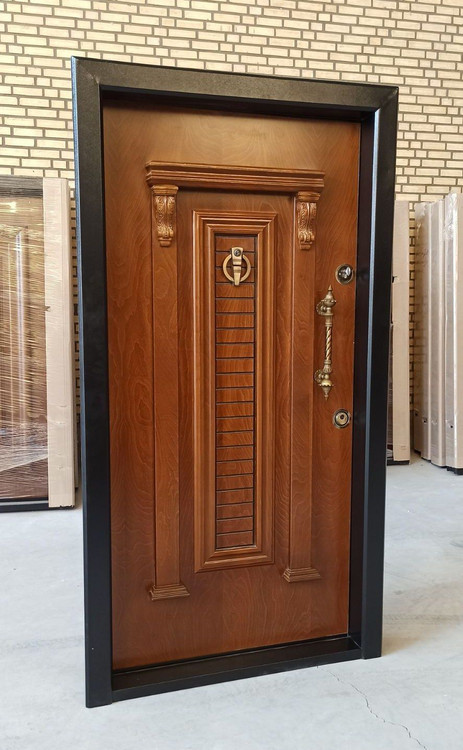 درب ورودی ضدسرقت روکش راش رنگ گردویی مدل سپیدار ضد دیلم