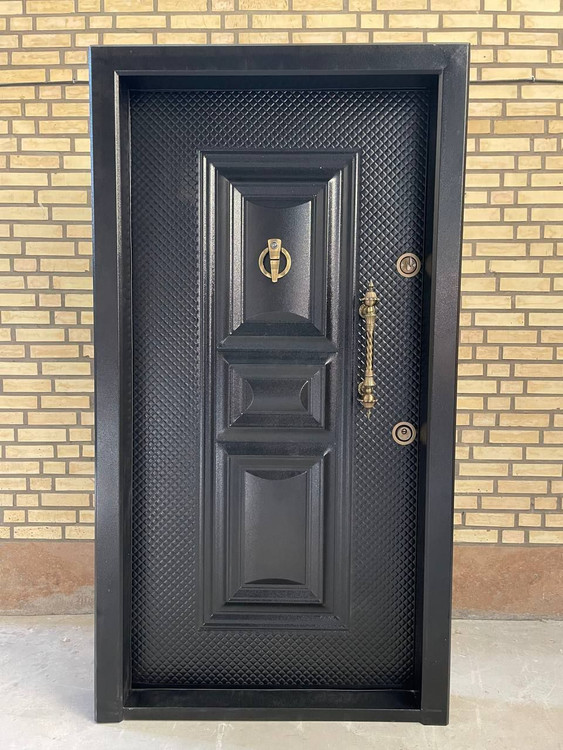 درب ورودی آپارتمانی ضدسرقت رویه فلزی رنگ مشکی طرح پردیس ضد دیلم