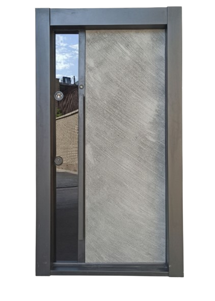 درب ورودی آپارتمانی ضدسرقت طرح بتون/ شیشه ضد دیلم