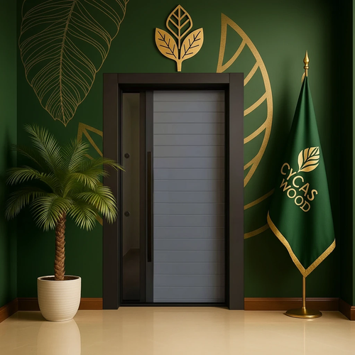 درب ورودی ضد سرقت مدرن مدل طوسی و شیشه