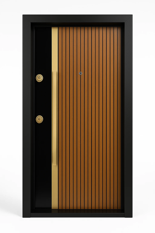 درب ورودی آپارتمانی ضدسرقت مدل ورتی گلس روکش راش ضد دیلم