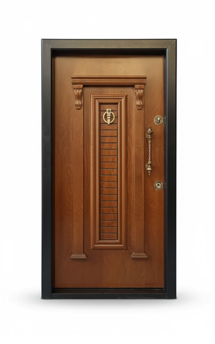 درب ورودی ضدسرقت روکش راش رنگ گردویی مدل سپیدار ضد دیلم