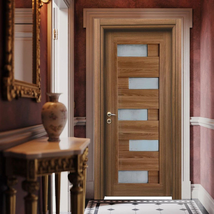 درب چوبی شیشه خور پازلی فیدار TW-30