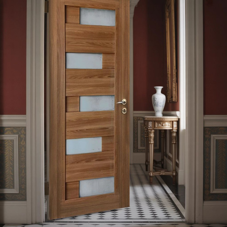 درب چوبی شیشه خور پازلی فیدار TW-30